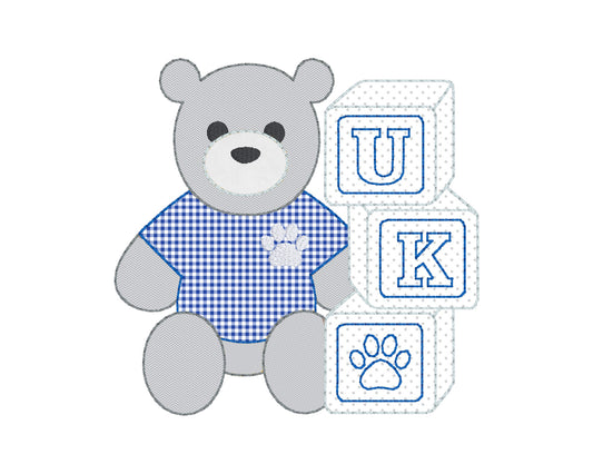 Kentucky Teddy Bear Bean Stitch Applique