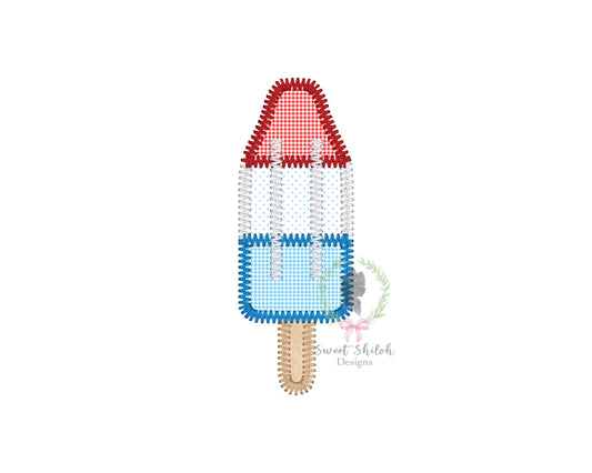 4th of July Popsicle Zigzag Stitch Applique