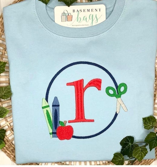 School Apple Crayon Frame Fill