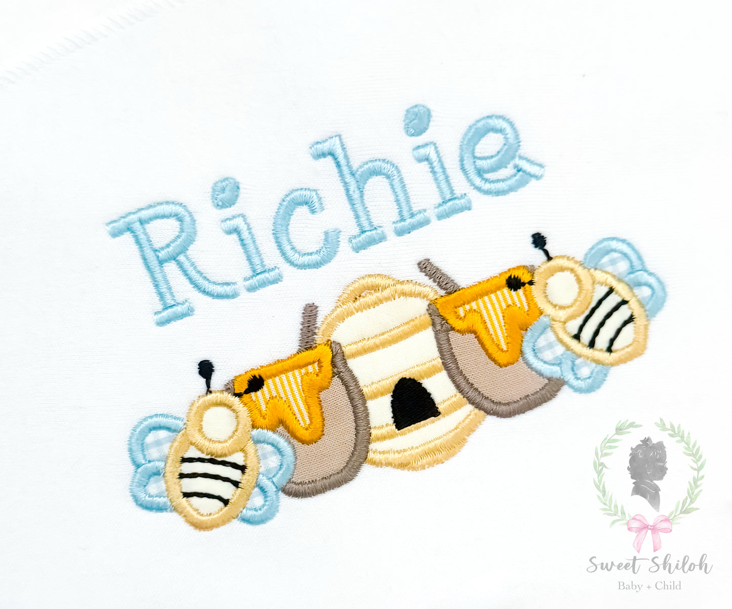 Bee Honey Pot Frame Satin Applique