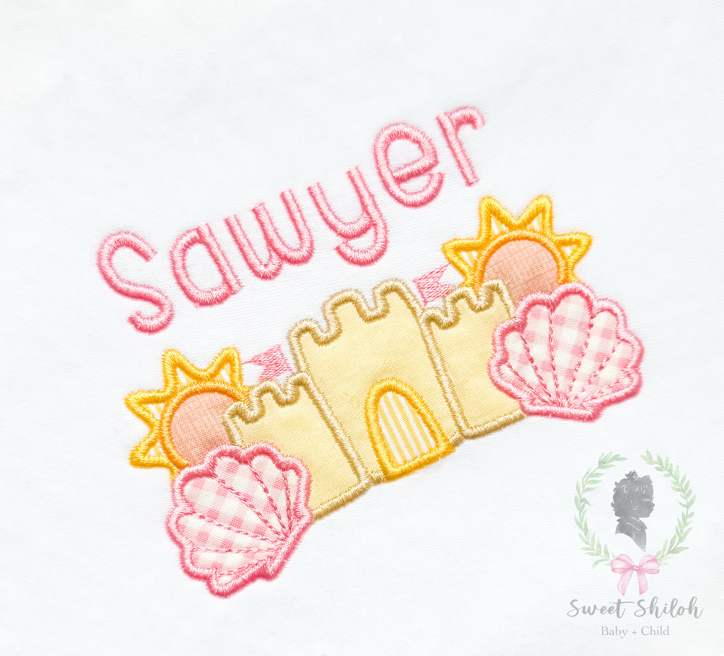 Sandcastle Shell Satin Applique Frame