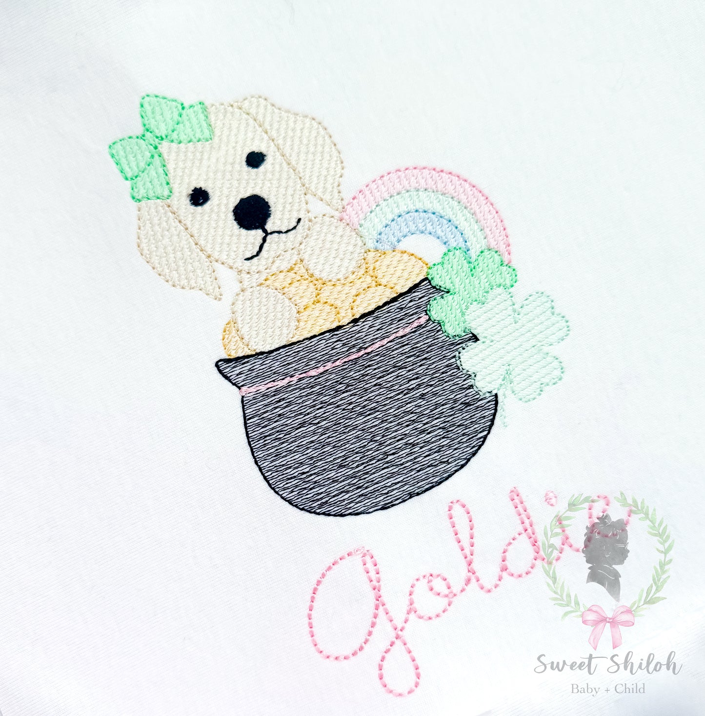 Labrador Bow with Pot of Gold Sketch