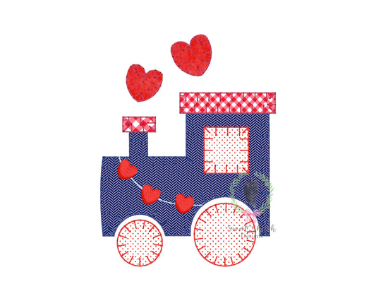 Valentine Train Blanket Stitch Applique