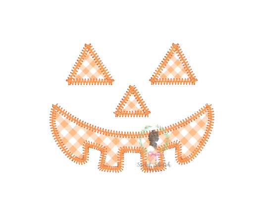 Jack O' Lantern Face Zigzag Stitch Applique