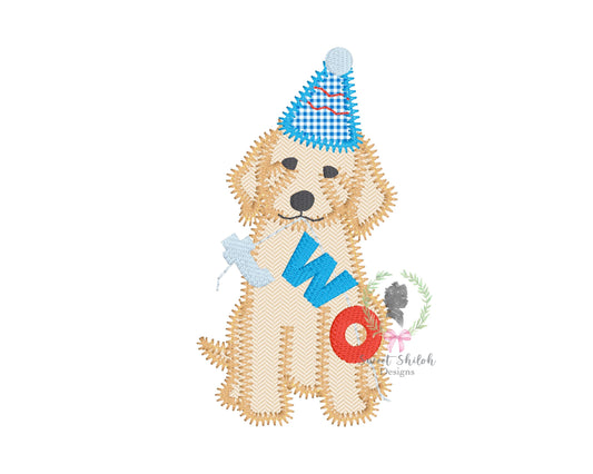 Golden Doodle Second Birthday Zigzag Stitch Applique