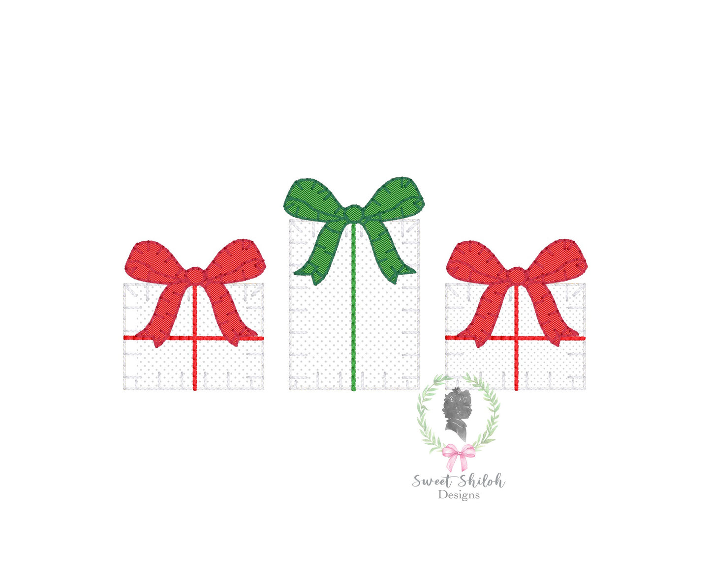 Christmas Gift Trio Blanket Stitch Applique