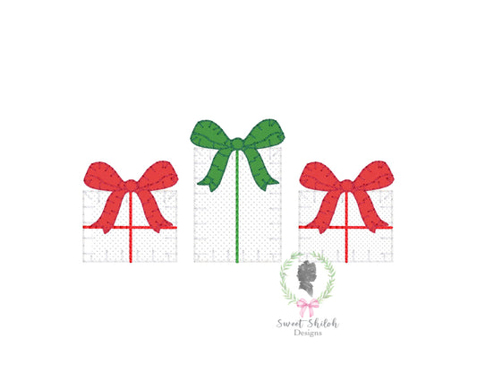 Christmas Gift Trio Blanket Stitch Applique