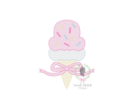 Ice Cream with Bow Sketch