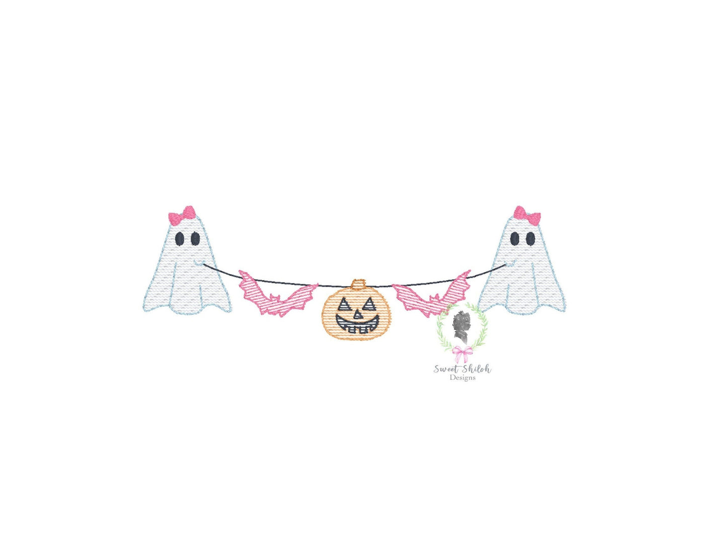 Halloween Ghost Bow Frame Sketch
