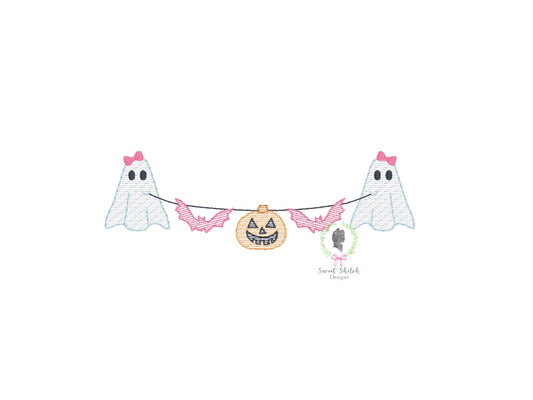 Halloween Ghost Bow Frame Sketch
