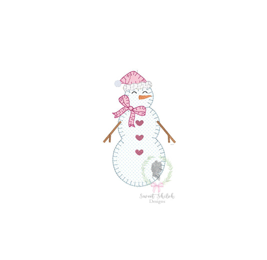 Snowman Bow Blanket Stitch Applique