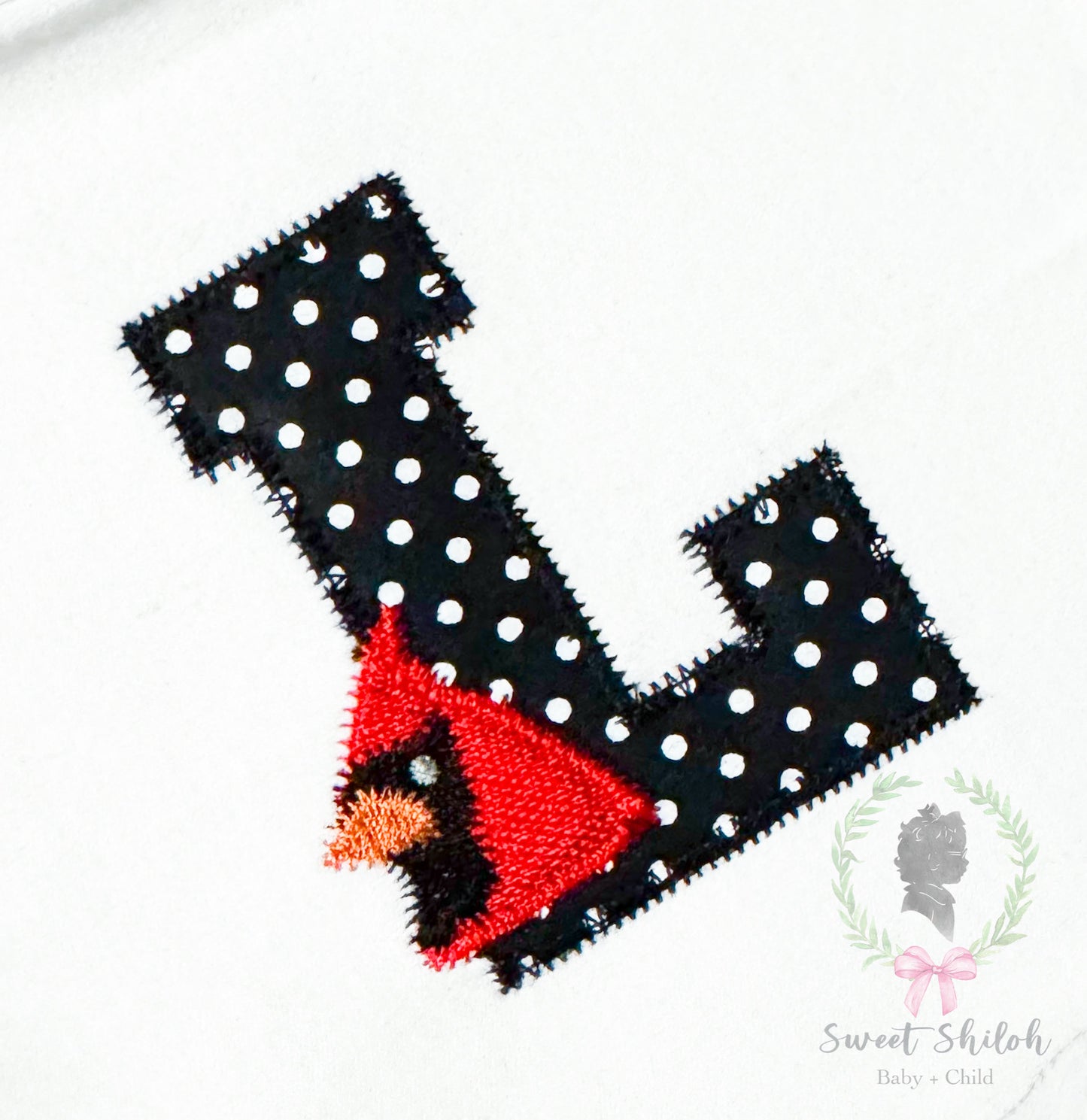 L Cardinal Zigzag Stitch Applique
