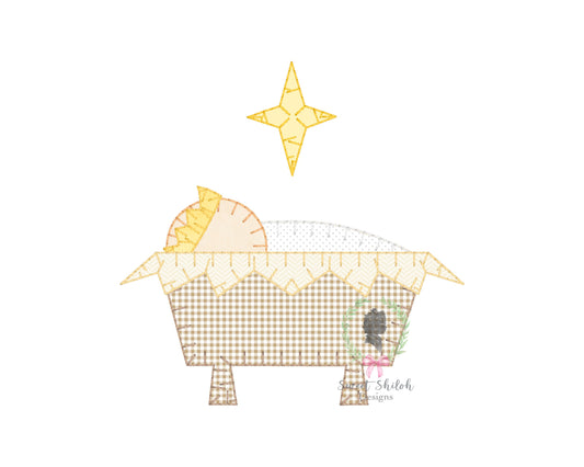 Christmas Manger Blanket Stitch Applique