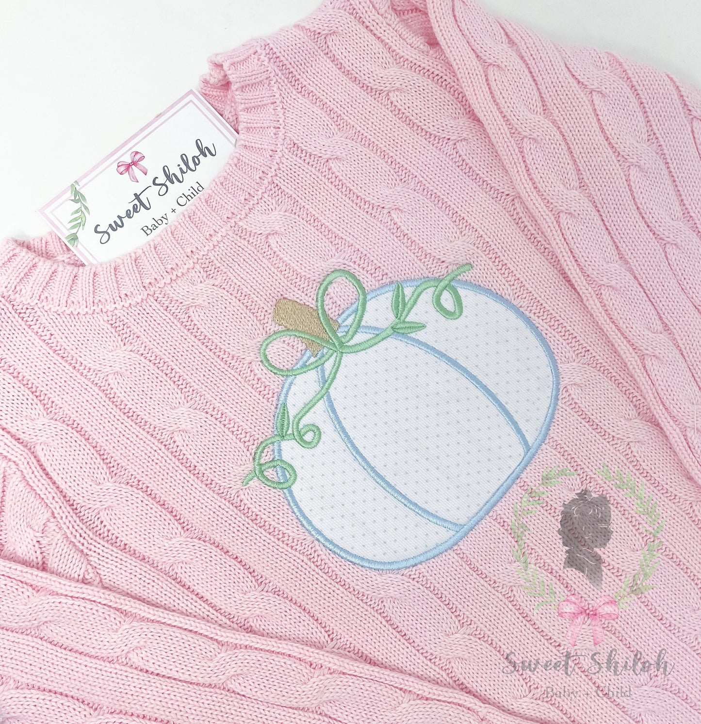 Vineyard Pumpkin Bow Satin Stitch Applique