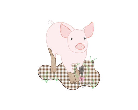 Pig in Mud Bean Stitch Applique