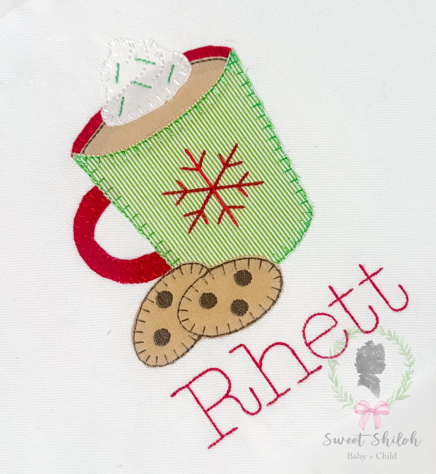 Hot Chocolate Cookie Blanket Stitch Applique