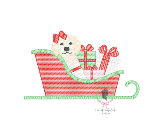 Lab Bow Christmas Sleigh Sketch