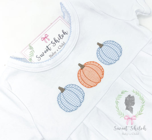 Pumpkin Trio Blanket Stitch Applique