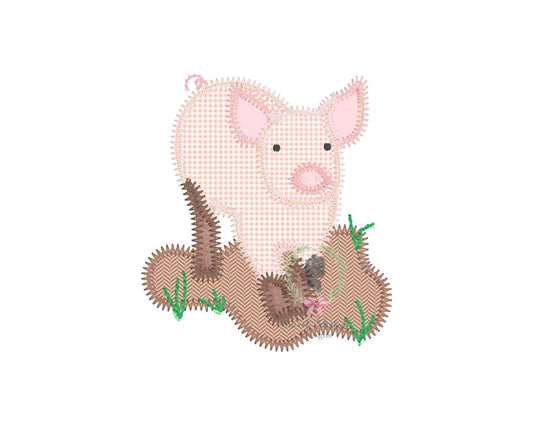 Pig in Mud Zigzag Stitch Applique