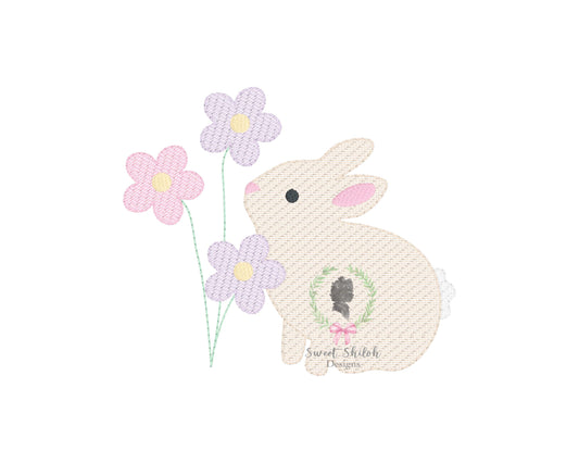 Bunny with Flowers Sketch