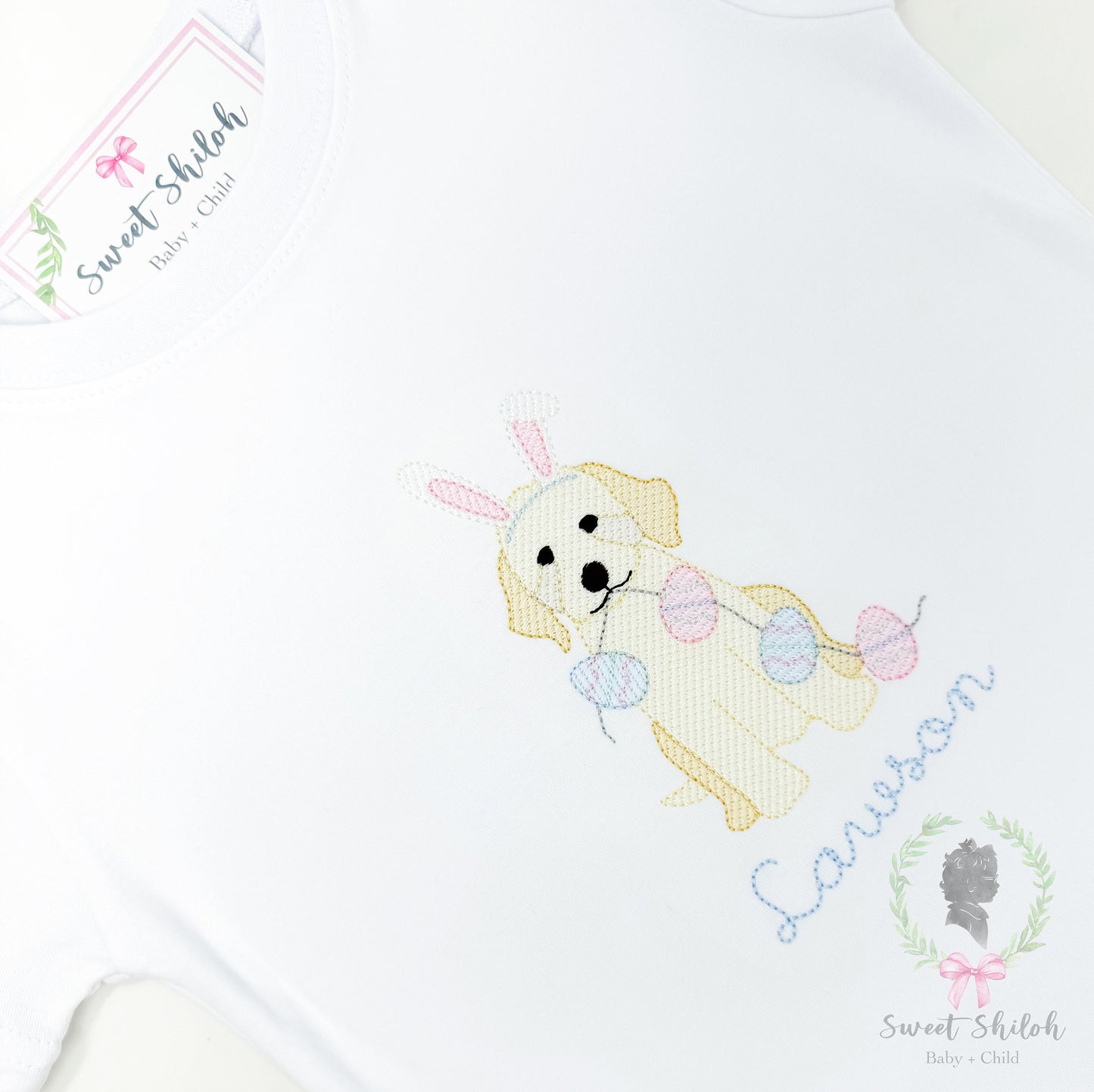 Golden Doodle Bunny Easter Egg Banner Sketch