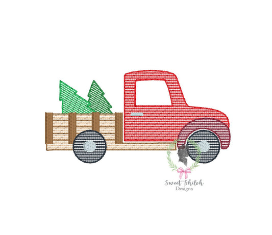 Truck with Christmas Tree Sketch