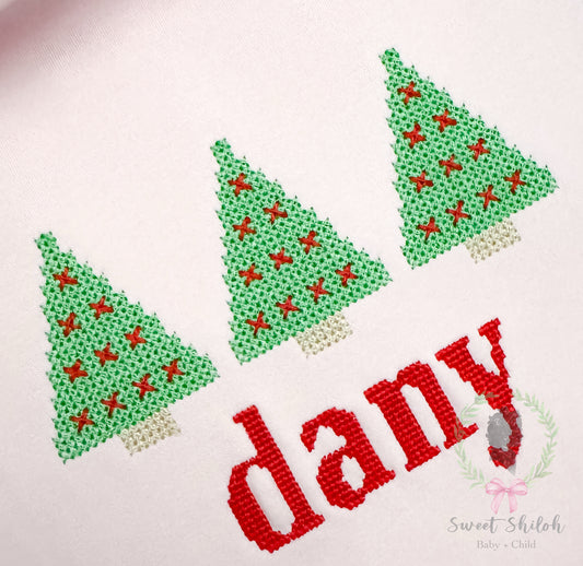 Cross Stitch Christmas Tree Trio