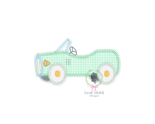 Vintage Car Zigzag Stitch Applique