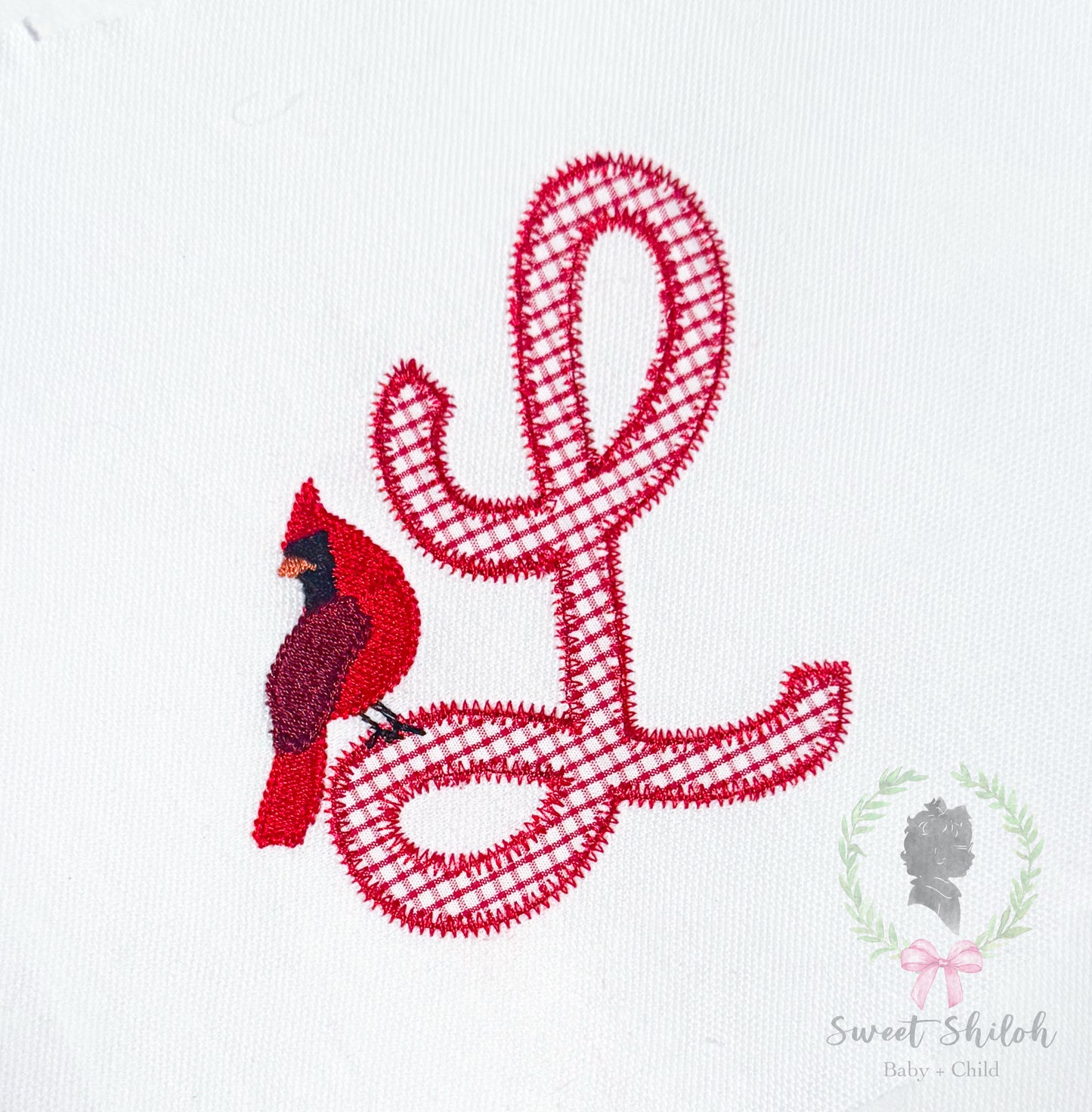 L Cardinal Cursive Zigzag Stitch Applique