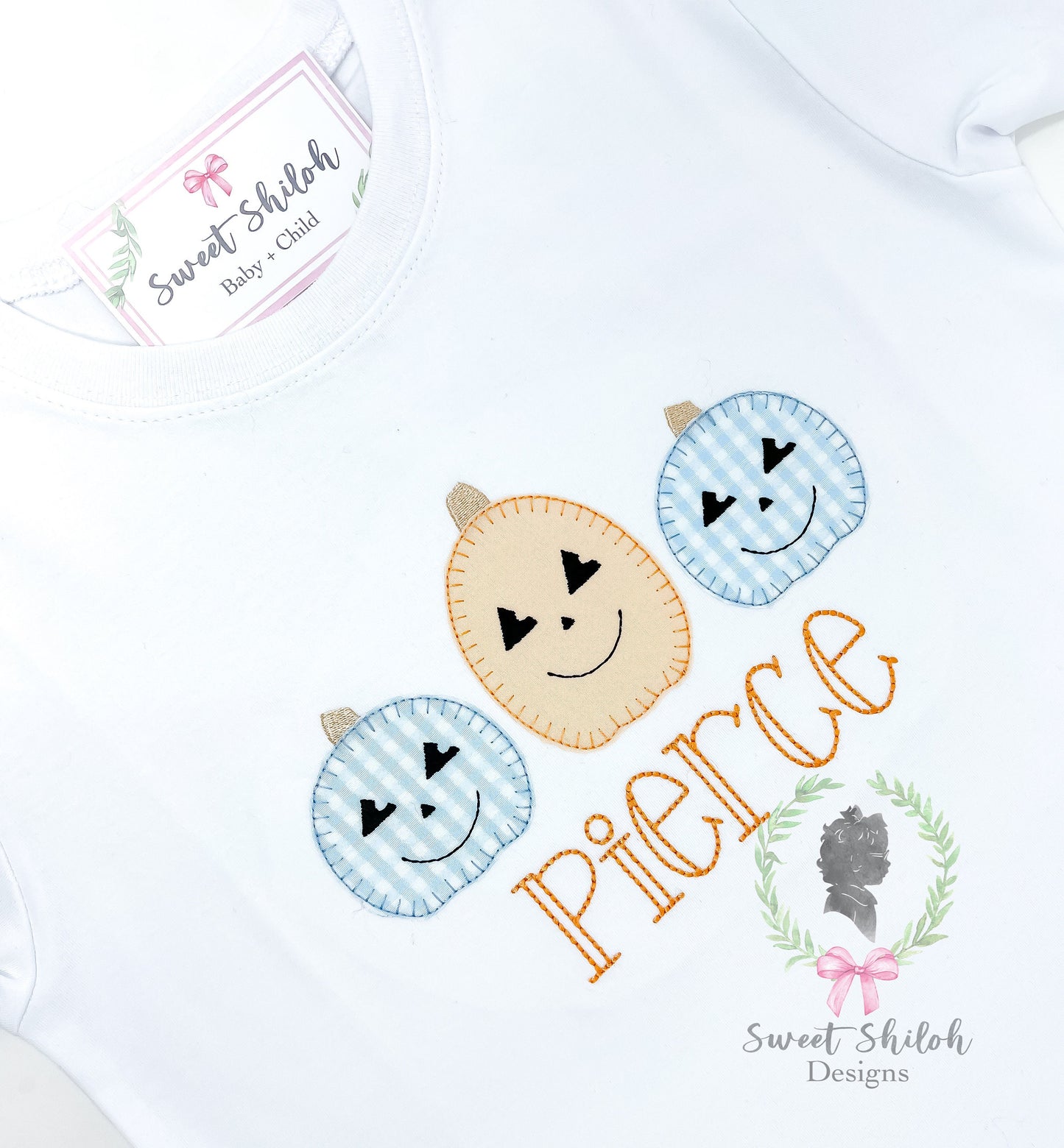 Halloween Pumpkin Trio Blanket Stitch Applique