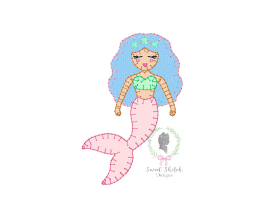 Princess Mermaid Blanket Stitch Applique