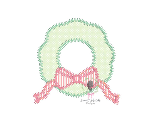 Bow Wreath Zigzag Stitch Applique