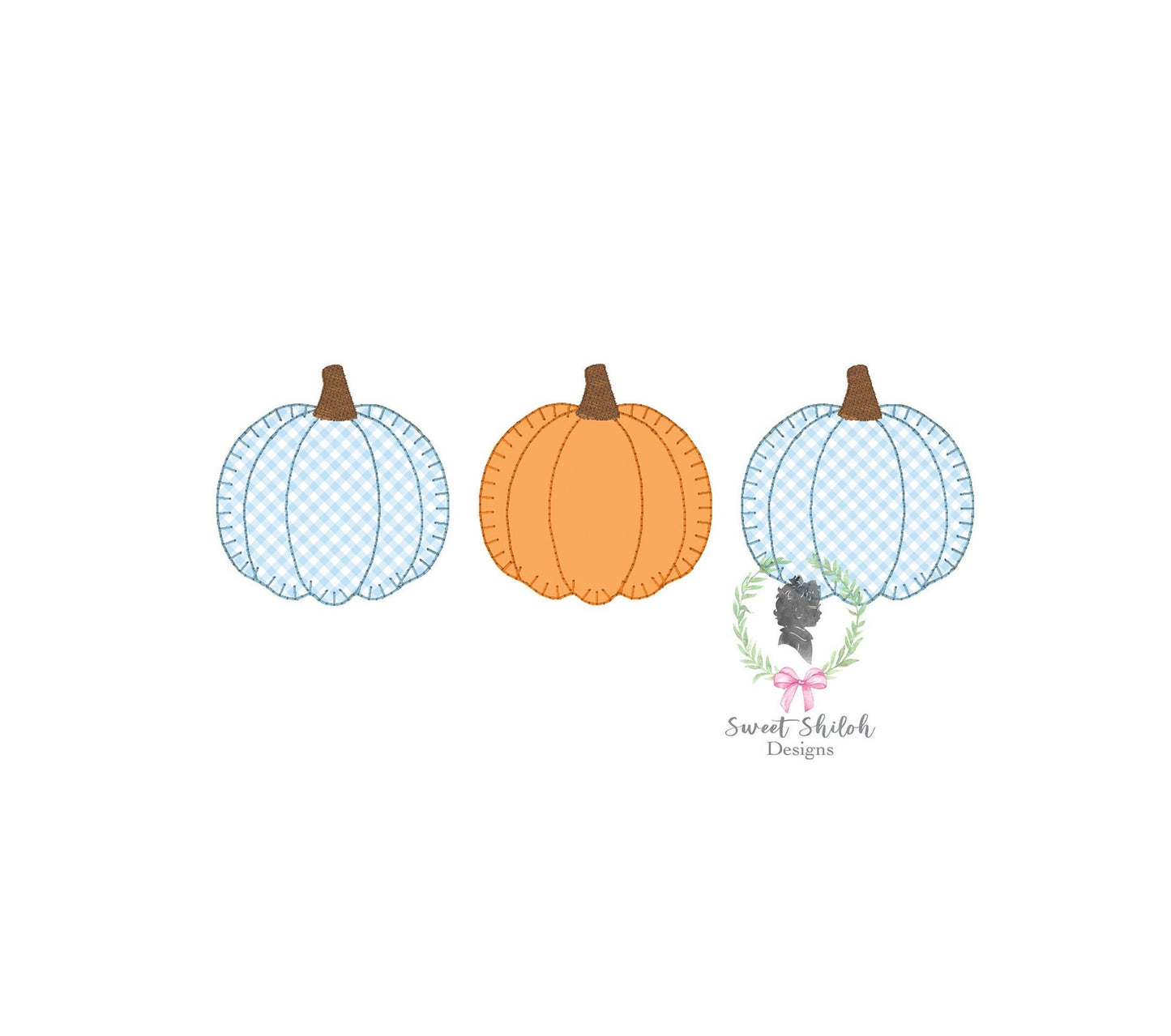 Pumpkin Trio Blanket Stitch Applique