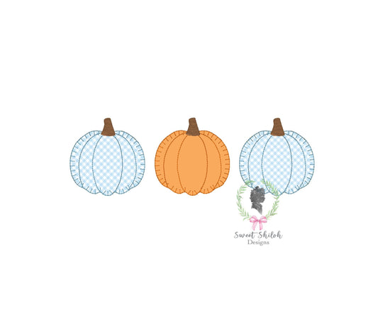 Pumpkin Trio Blanket Stitch Applique