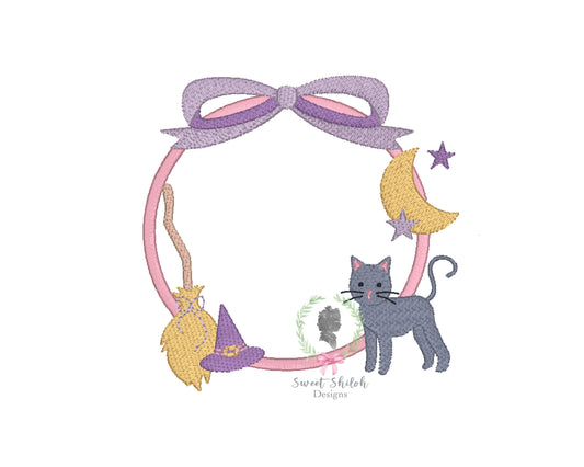 Halloween Witch Kitten Frame Fill