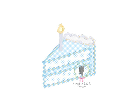 Birthday Cake Slice Zigzag Stitch Applique