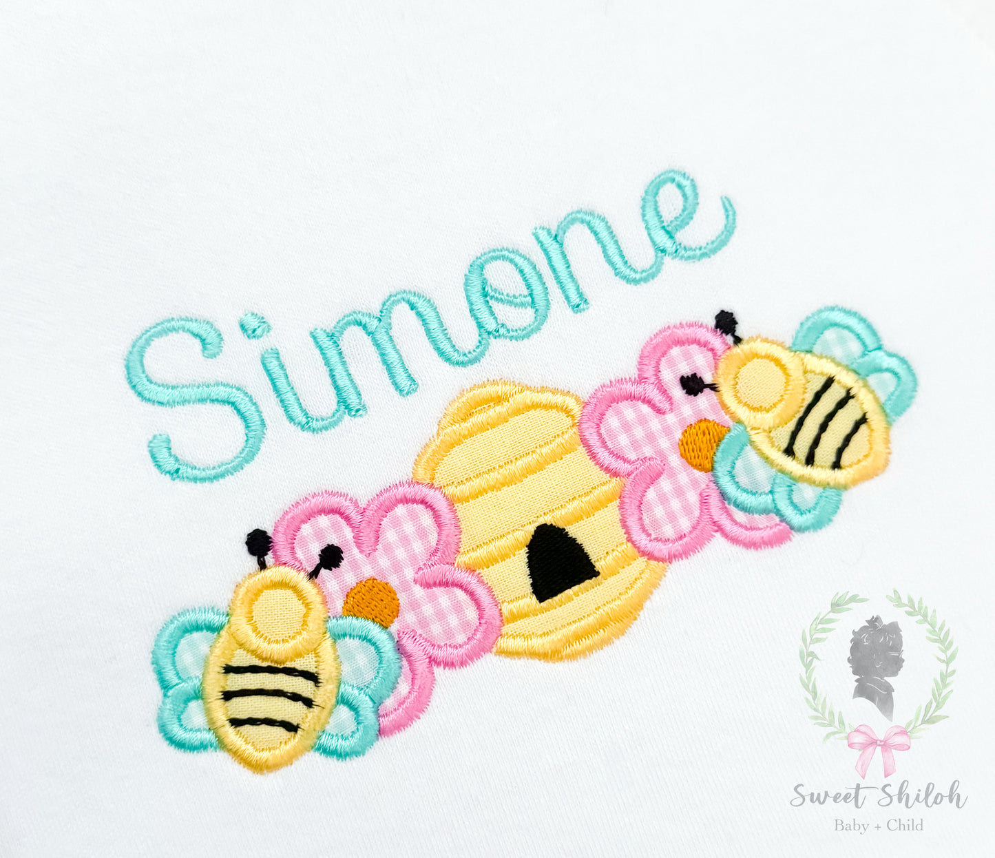 Bee Hive Flower Frame Satin Applique