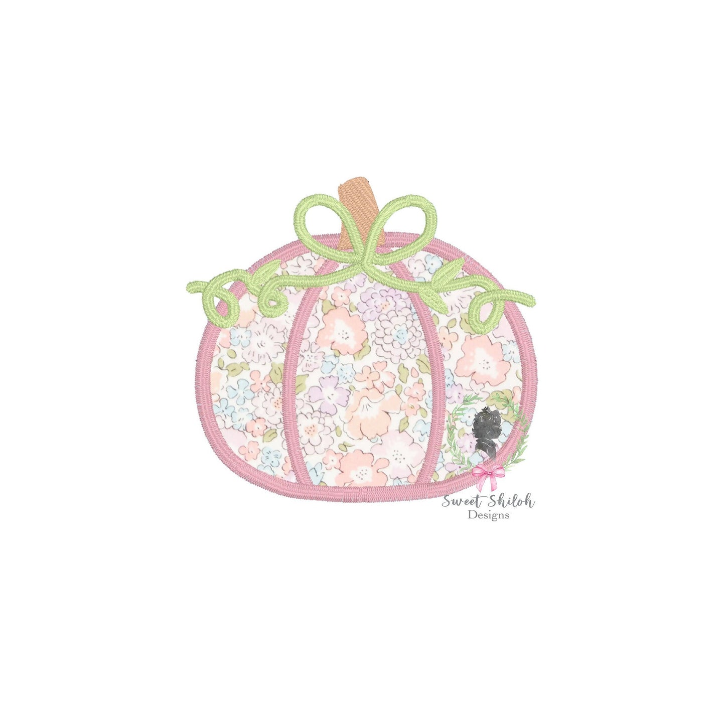 Vineyard Pumpkin Bow Satin Stitch Applique