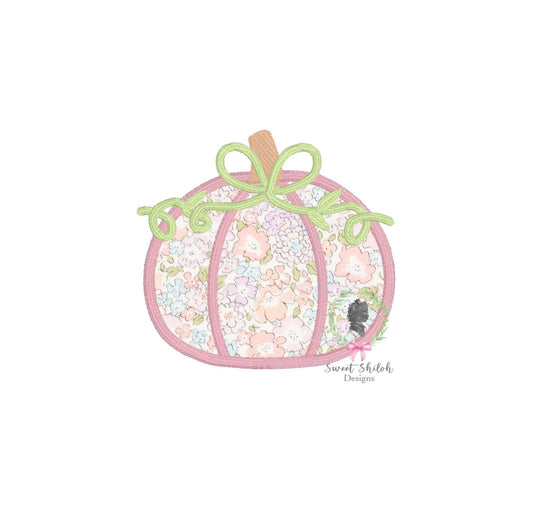 Vineyard Pumpkin Bow Satin Stitch Applique
