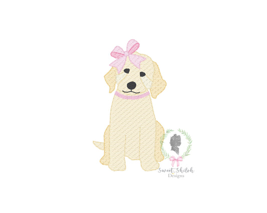 Golden Doodle with Bow Sketch