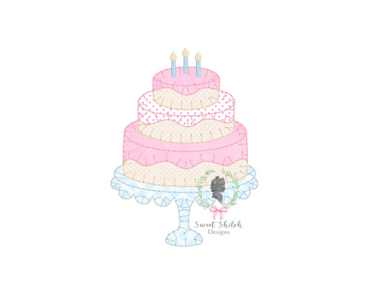 Birthday Cake Blanket Stitch Applique
