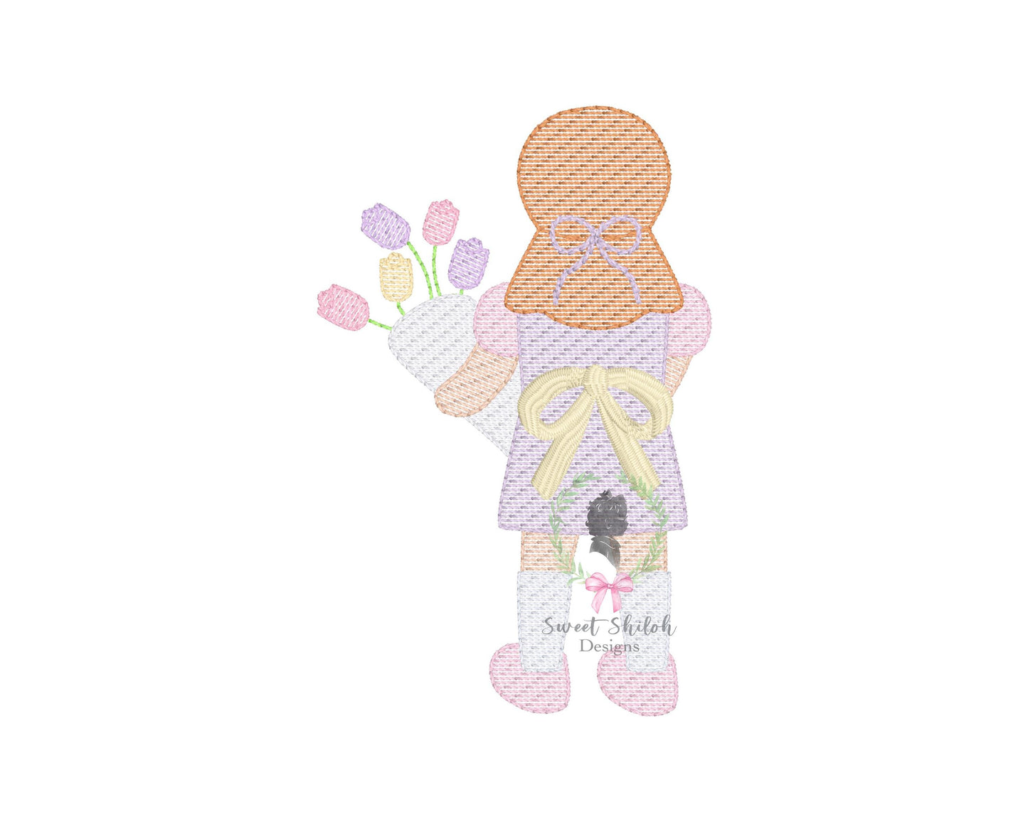 Girl with Bouquet of Tulips Sketch