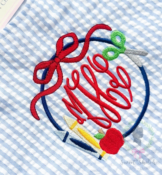 Bow School Apple Crayon Frame Fill