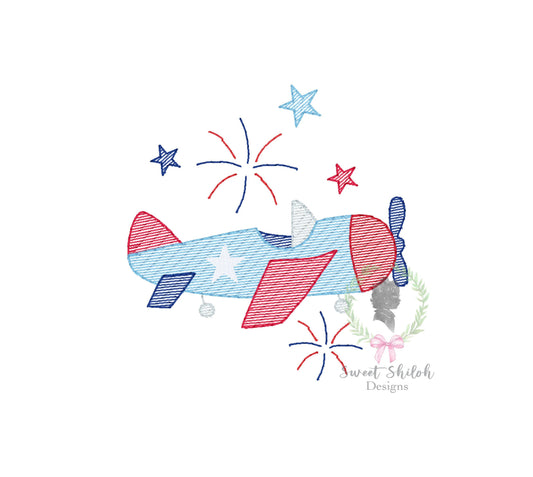 4th of July Airplane Sketch
