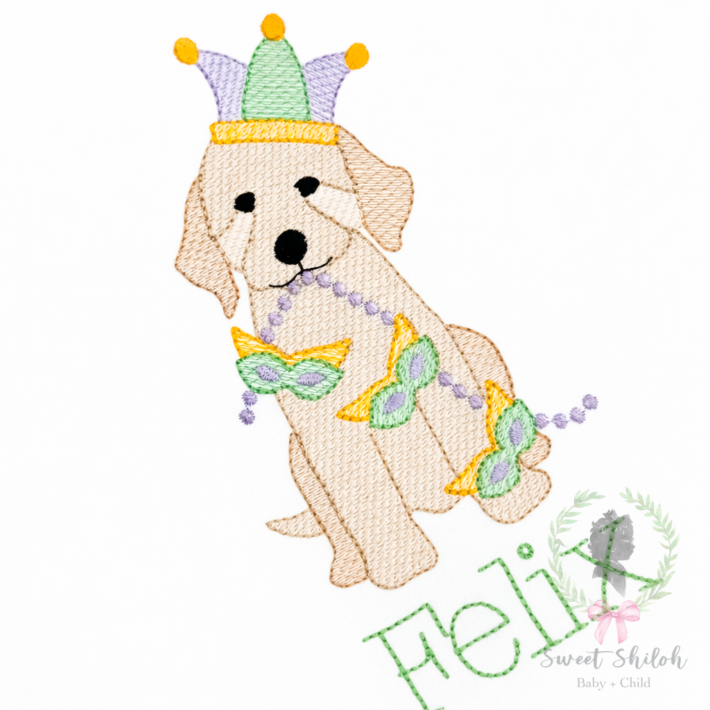Golden Doodle Mardi Gras Banner Sketch