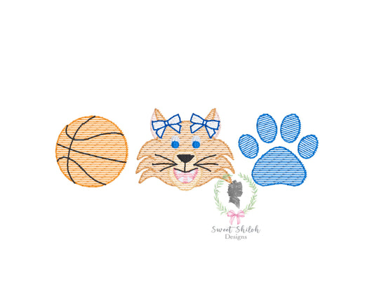 Wildcat Girl Basketball Trio Sketch