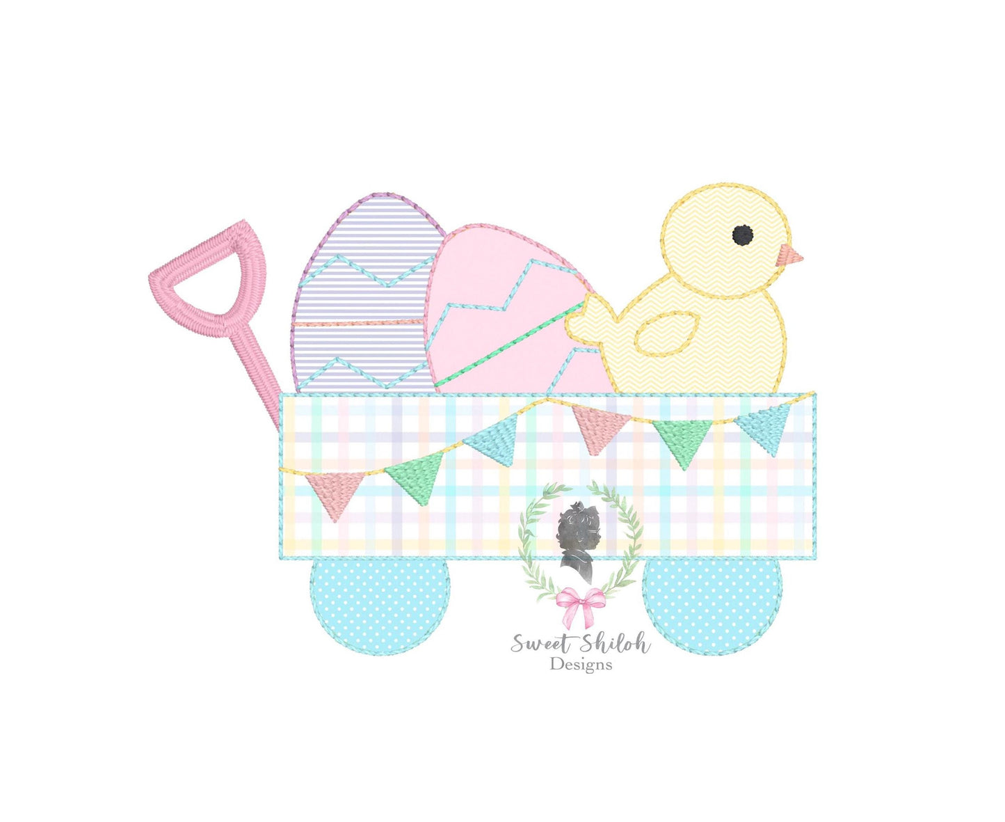 Easter Wagon Bean Stitch Applique