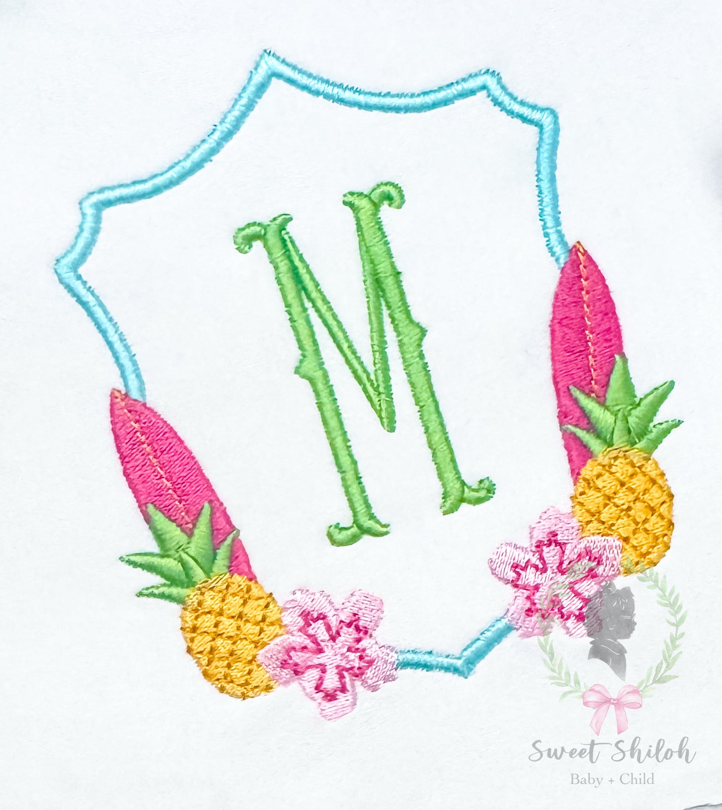 Surfboard Pineapple Floral Frame