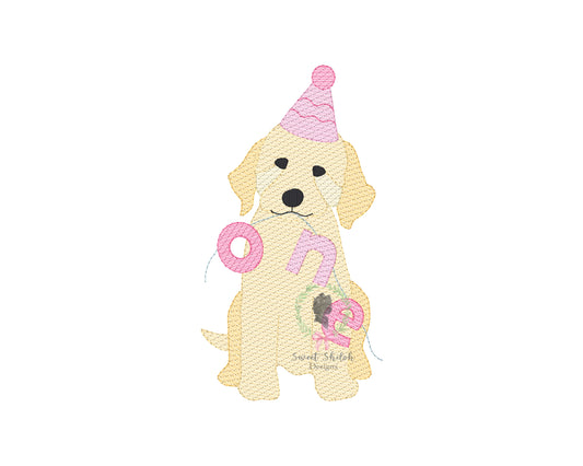 Golden Doodle First Birthday Sketch