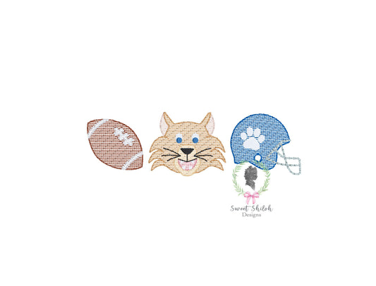 Wildcat Football Helmet Trio Sketch
